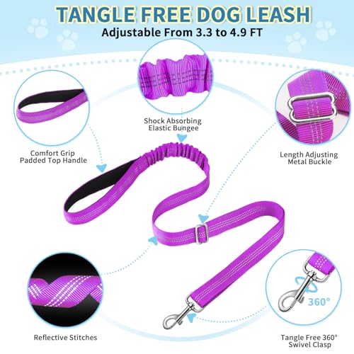 Lukovee No Pull Dog Harness and Leash Set, Soft Padded Small Dog Harness, Neck & Chest Adjustable Reflective Vest Puppy Harness with 4ft Lightweight Anti-Twist Dog Leash for Small Dogs (Purple, M) - color: A-Purple, size: M ( Chest 19.7'' ~ 29.1'')