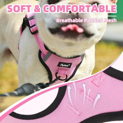 PUPTECK Dog Harness Small Sized Dog, Step in Adjustable Reflective Dog Vest Harness Escape Proof, No Pull Soft Padded Harness Easy Control, Pink, M - color: Pink, size: M (CHEST: 14.5"-20")