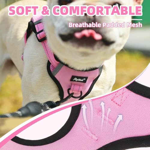 PUPTECK Dog Harness Small Sized Dog, Step in Adjustable Reflective Dog Vest Harness Escape Proof, No Pull Soft Padded Harness Easy Control, Pink, S - color: Pink, size: S (CHEST: 13"-18")