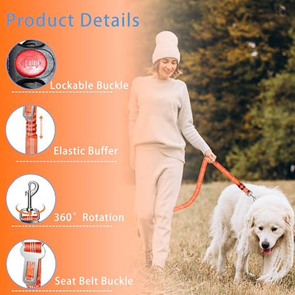 Seyezo 3-Piece Dog Car Harness Set - Retractable, Adjustable, Reflective Dog Seatbelt for Vehicle Headrests, Heavy Duty & High Elastic, Orange - color: 2PCS Orange