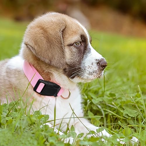 Pink Dog Collar Basic Adjustable Dog Collars for Puppy Small Medium Large Dogs Girls with Breathable Quick Release Nylon Pet Collar - color: Pink, size: Small,Neck 10-14.5"(Pack of 1)