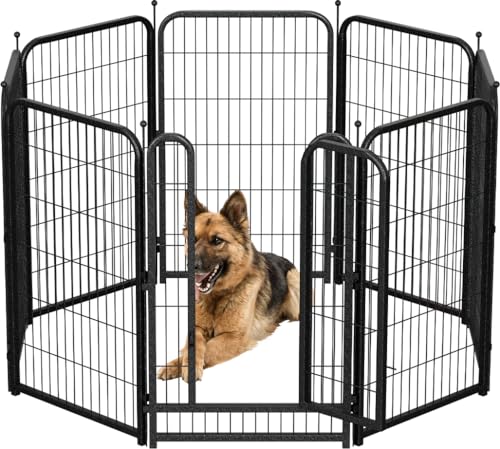 Metal Dog Playpen, 45" Inch Height 8 Panels, Large Dog Fence for Large/Medium/Small Dogs Indoor & Outdoor Bliss, Perfect Dog Pen for Camping, Yard and RV | Black-Silver - size: 45"High, style: 08 Panels