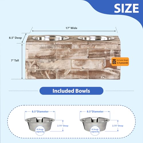 Huntley Equestrian Pet Elevated Dog and Cat Double Bowl Feeder Stainless Steel Bowls (Berjen, Large), Tan, Model:02141 - size: Large