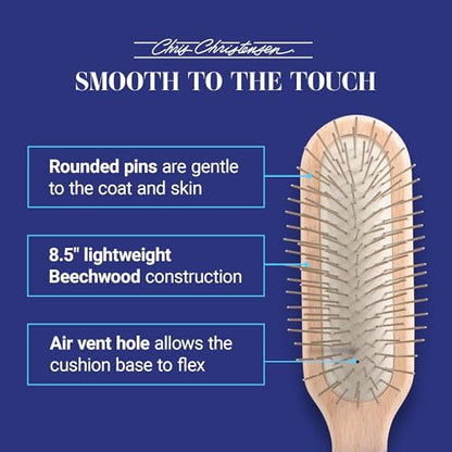 Chris Christensen 27 mm Oblong Pin Dog Brush, Original Series, Groom Like a Professional, Stainless Steel Pins, Lightweight Beech Wood Body, Ground and Polished Tips - size: 27mm