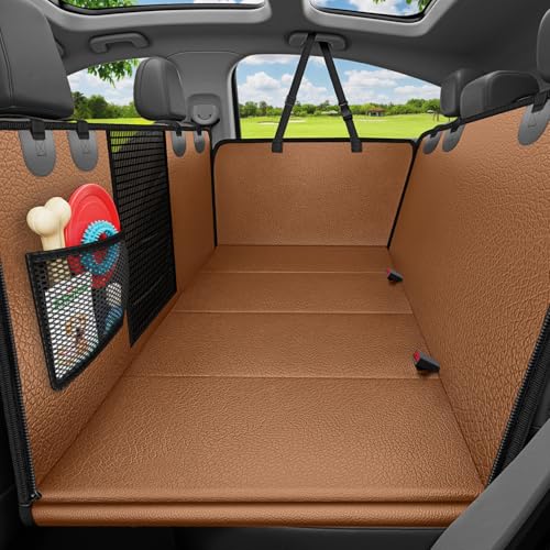 URPOWER Dog Car Seat Cover for Pets 100% Waterproof Seat Cover Hammock 600D Heavy Duty Scratch Proof Nonslip Durable Soft Back Seat Covers for Cars Trucks and SUVs - color: Brown, size: Standard - 54" Length
