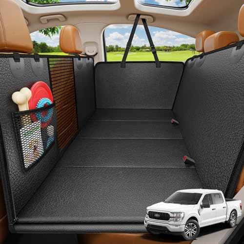URPOWER Dog Car Seat Cover for Pets 100% Waterproof Seat Cover Hammock 600D Heavy Duty Scratch Proof Nonslip Durable Soft Back Seat Covers for Full Size Trucks - color: Black, size: XL - 60" Length