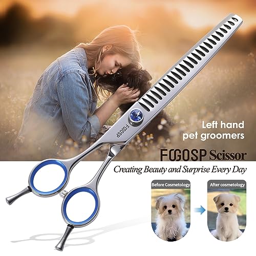 Chunkers Dog Grooming Scissors Left Handed 7.0'' Professional Thinning Shears for Dogs Pet Grooming Scissors Chunkers Shears Dog Grooming Japan 440C 70% Thinning Rate 18 Teeth(7.0'' Chunkers) - size: 7.0 inch, style: Chunkers Shears