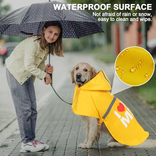 Cute Print Dog Raincoat - Waterproof Rain Jacket with Reflective Strips, Leash Hole, Adjustable for Small, Medium & Large Dogs (Yellow, Small) - color: Yellow (Mom), size: Small
