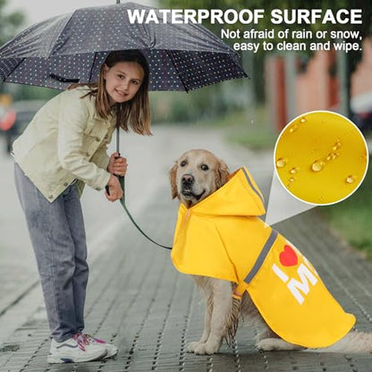 Cute Print Dog Raincoat - Waterproof Rain Jacket with Reflective Strips, Leash Hole, Adjustable for Small, Medium & Large Dogs (Yellow, Small) - color: Yellow (Mom), size: Small