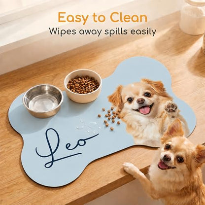 Personalized Dog & Cat Mat for Food & Water Bowls, Custom Pet Food Mat with Photo & Name, Non-Slip Waterproof Diatomite Dog Feeding Mats, Dog Bowl Placemat Gifts for Pet Lover, Pet Owner (Style 2) - color: Style 2