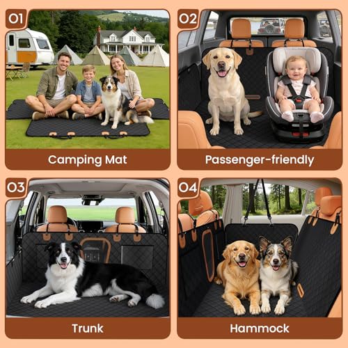 A-Pce Dog Car Seat Cover for Back Seat, Hard Bottom Back Seat Extender for Dogs, Back Seat Pet Cover for Dogs - Supports 400lbs, Waterproof Heavy Duty Scratch Dog Hammock for Car SUV and Small Truck - size: XL