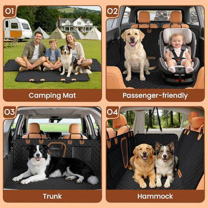 A-Pce Dog Car Seat Cover for Back Seat, Hard Bottom Back Seat Extender for Dogs, Back Seat Pet Cover for Dogs - Supports 400lbs, Waterproof Heavy Duty Scratch Dog Hammock for Car SUV and Small Truck - size: XL