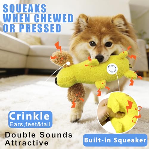 Banana Dog Puzzle Toys - Enrichment Squeaky Crinkle Snuffle Treat Dispensing Smart Dog Toys for Boredom and Stimulating, Durable Plush Dog Chew Toys for Large Medium Small Puppy Teething - color: Banana Dog