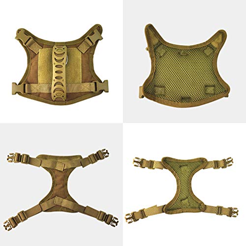 Tactical Service Dog Vest Harness, Outdoor Training Military K9 Patrol Dog Vest with Molle & Loop Panels Adjustable Tactical Dog Vest Harnesses with Handle (XS, Khaki) - color: Khaki, size: X-Small (Pack of 1)