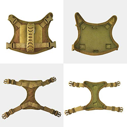 Tactical Service Dog Vest Harness, Outdoor Training Military K9 Patrol Dog Vest with Molle & Loop Panels Adjustable Tactical Dog Vest Harnesses with Handle (XS, Khaki) - color: Khaki, size: X-Small (Pack of 1)