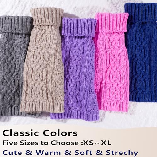 Dog Sweaters Small Dog Clothes Winter Turtleneck Puppy Sweater Warm Pet Cat Sweater Doggy Pullover Outfit with Twisted Design XS~XL(Navy Blue, X-Large) - color: NAVY BLUE, size: X-Large