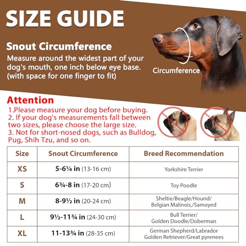 BARKLESS Dog Muzzle Leather, Soft Secure Anti-Barking Leather Muzzle for Small Dogs to Prevent Biting, Breathable and Adjustable, Allows Drinking and Panting, Used with Collars - color: Black, size: S (Snout Cir: 6.75"-8")