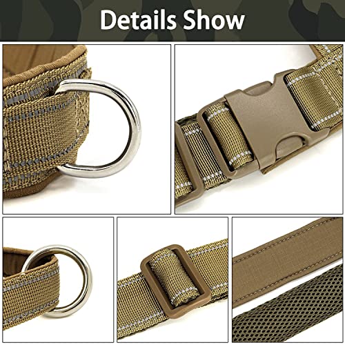 No Pull Dog Harness Brown for Small Medium Large Sized Dog, Reflective Escape Proof Adjustable Dog Harnesses with 2 Patch, M - color: Brown, size: M-Chest size 22-27.5''