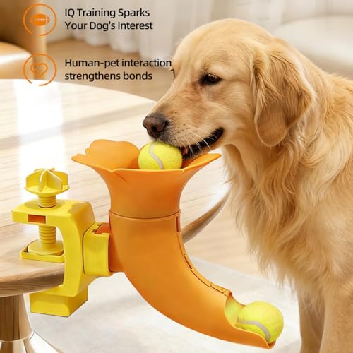 Dog Ball Launcher - Interactive Trumpet Fetch Toy, Manual Pet Thrower for Indoor Play, Small Space Exercise Tool, Portable Puppy Training Gear for Apartment Living Room and Kitchen