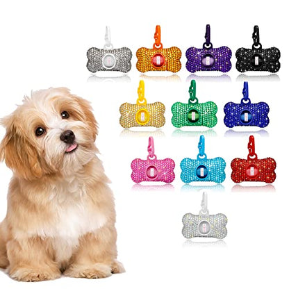 SAVORI Dog Poop Bag Holder Bling Crystal Dog Waste Bags Dispenser for Pet Dog Doggy with Carabiner Clip Includes 1 Roll 15 Bags (Black) - color: Black
