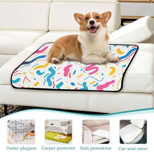 Qilmy Colorful Ribbons Pet Mat, Waterproof Reusable Dog Training Pad Anti-Slip Pet Creat Pad for Small Medium Large Dogs and Cats - size: Medium+Large