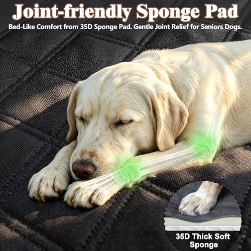 Dog Car Seat Cover for Back Seat – 900D Oxford Heavy Duty Hard Bottom Extender, Waterproof Dog Hammock with Mesh Window, Joint-Friendly Sponge Pad, Supports 600LBS – Fits Sedan/SUV - size: L-For Cars/ SUVs/ Small Truck
