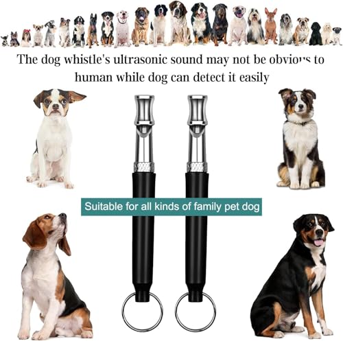 2 Pack Dog Whistle, Dog Whistle to Stop Barking Neighbors Dog, Adjustable Ultrasonic Silent Dog Whistle, Professional Recall Dog Training Whistles, with Lanyard (White) - color: White