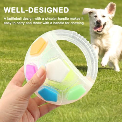 Dog Calming Ball with Handle, Interactive Football Shape Dogs Toy, Squeaky, The Mellow Dogs Strong Rubber Floating Ball for Water Play, Training, Outdoor Games(Color:White) - color: White