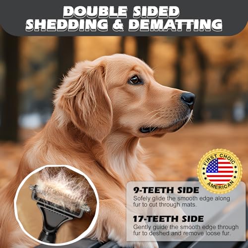 3PCS Pet Grooming Rake & Metal Comb & Flea Comb for Cats and Dogs, Double-Sided Dematting Tool, Extra-Wide Deshedding Dog Brush for Long Hair to Effectively Remove Tangles, Knots and Mats (Black) - color: B-Black