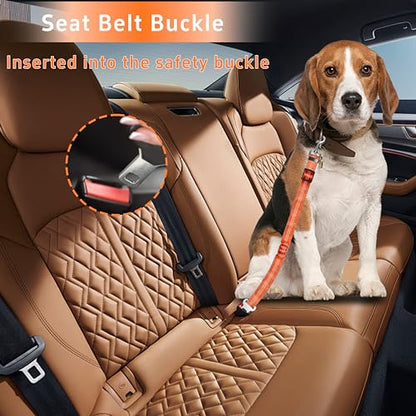 Seyezo 3-Piece Dog Car Harness Set - Retractable, Adjustable, Reflective Dog Seatbelt for Vehicle Headrests, Heavy Duty & High Elastic, Orange - color: 2PCS Orange