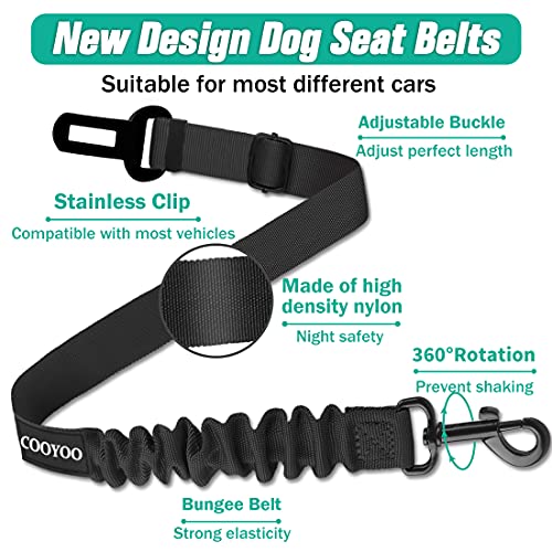 COOYOO Dog Seat Belt,Retractable Dog Car Harness Seat Belt for Car Adjustable Nylon Pet Safety Seat Belts Heavy Duty & Elastic Bungee Buffer - color: 08-Gray
