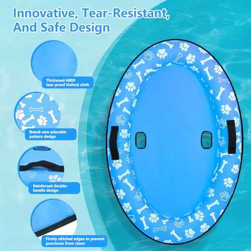 59'' x 39''Inflatable Dogs Pool Float with Rope - Tear Resistant Oxford Stable Support Puppy Floating Raft,Inflatable Summer Doggies Raft Toy for Small Medium Large Dogs Up to 88lb (Blue) - color: BlueBlue