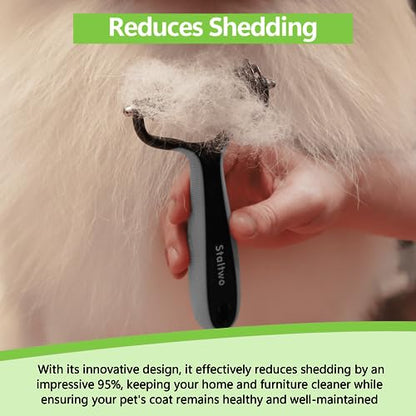 Staltwo Pet Grooming Supplies - 2-in-1 Professional Undercoat Rake and Pet Brush | Shedding Control for Long-Haired Dogs and Cats, Deshedding Tool, Knot Removal,Grey - color: Grey