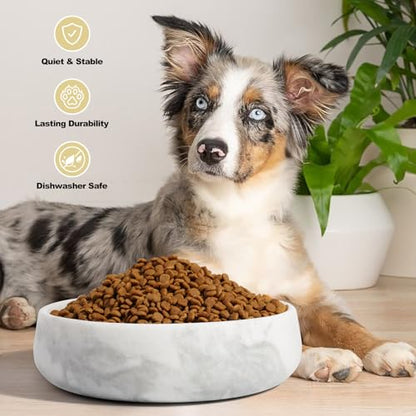 White Dog Bowl, Marble Dog Food Bowl, Non-Slip Water Dish Large, Heavy Duty Pet Bowl for Large Dogs, African Natural Marble, Holds 6 Cups(6lbs) - color: Namib Fantasy, size: L