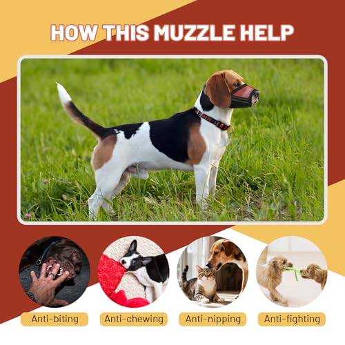 PAWsay 2 Pack Dog Muzzle, Soft Muzzle for Extra Small Dogs Anti Biting Barking Chewing Grooming, Air Mesh Breathable Dog Mouth Guard Allow to Pant Drink Adjustable Pet Muzzles, Red XS - size: XS-Snout Circ:4.7"-6"