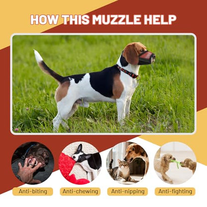PAWsay 2 Pack Dog Muzzle, Soft Dog Muzzle for Small Dogs Anti Biting Barking Chewing Grooming, Air Mesh Breathable Dogs Mouth Guard Drinkable Adjustable Pet Muzzles, Red S - size: S-Snout Circ:5.5"-6.8"