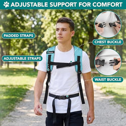 PetAmi Expandable Dog Backpack Carrier for Cats & Pets, Breathable Cat Carrier Backpack with Top Window & Multi-Entry, Ventilated Foldable Travel Carrier for Small Medium Pets up to 18 lbs, Teal Blue - color: Turquoise
