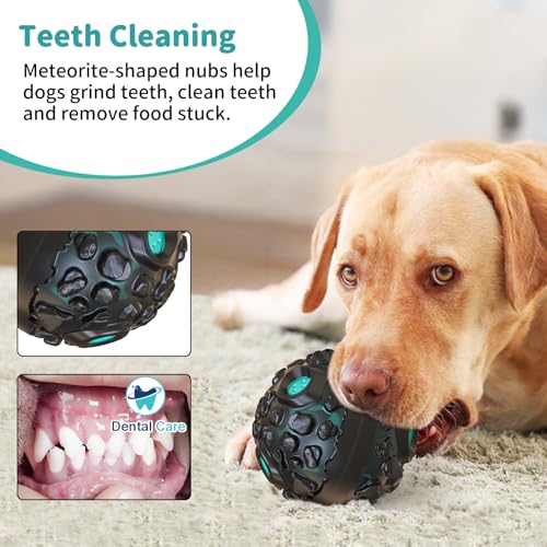 Dog Ball for Aggressive Chewers - Interactive Dog Toy Giggle Balls Fun Squeaky Sound to Keep Them Busy, Durable for Small Medium Large Breeds, Rubber Chew Toy As Seen on TV, Black & Lake Blue - color: Black & Lake Blue