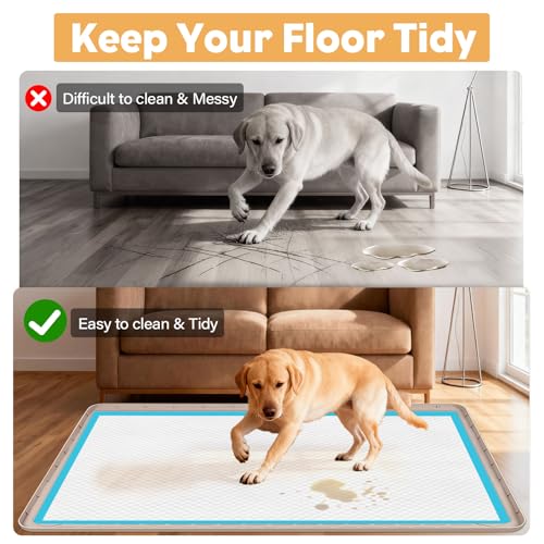 57" x40" Pee Pad Holder for Dogs Puppy Pad Holder Extra Large Silicone Pee Tray for Dog Training Floor Protection Raised Edge Dog Potty Tray, No Pee Pads(Khaki) - color: 57" X40" Khaki