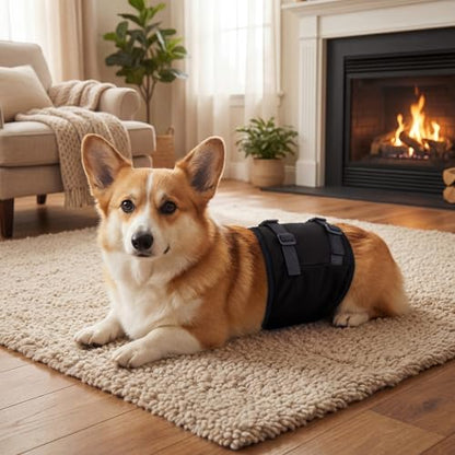 DENTRUN Male Dog Wrap - Machine Washable Post-Surgery Recovery & Heat Cycle Diaper, Prevents Licking, Mounting, Adjustable Belly Band, Marking Prevention Band, Leak-Proof Edges, Fast Drying - color: Black, size: XS