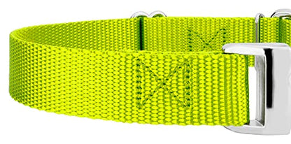 Country Brook Petz - Martingale Dog Collar - Heavy Duty Nylon Adjustable Martingale Dog Collar with Premium Buckle for Small Medium Large Breeds (5/8 Inch, Extra Small, Hot Yellow) - color: Hot Yellow, size: Extra Small (Pack of 1)