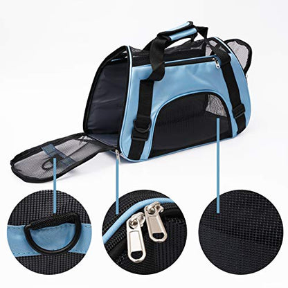 MuchL Pet Carrier Soft-Sided Carriers for Cat Carriers Dog Carrier for Small Medium Cats Dogs Puppies Pet Carrier Airline Approved Cat Dog Pet Travel Carrier (Small, Blue) - color: Small-Blue