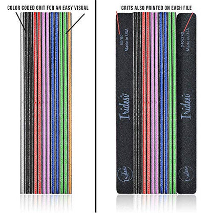 Professional Nail Files Black Washable Emery Boards 7 Inches Long Square End Serrated Edge 12 Fingernail Files Per Pack (80/100)