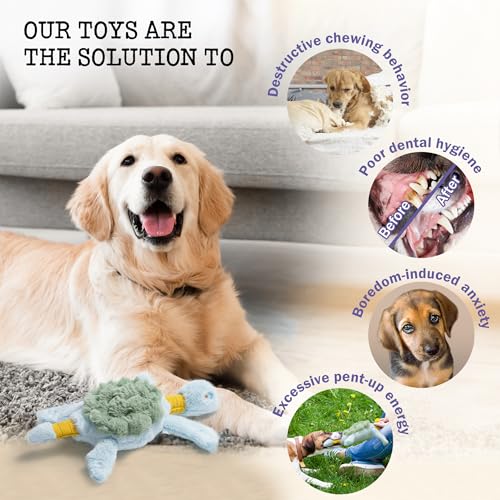 Fuzzwoof Squeaky Dog Toy, New 2025 Turtle Tug of War Crinkle Dog Toy, Tough Large Breed Interactive Stuffed Toy Trianing Fun to Keep Them Busy - style: Turtle