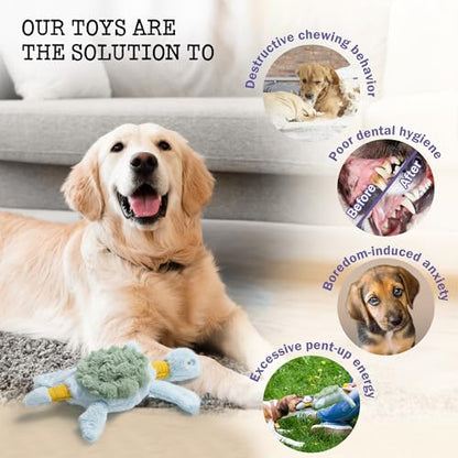 Fuzzwoof Squeaky Dog Toy, New 2025 Turtle Tug of War Crinkle Dog Toy, Tough Large Breed Interactive Stuffed Toy Trianing Fun to Keep Them Busy - style: Turtle