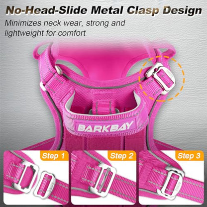 BARKBAY Service Dog Vest Tactical Dog Harness Medium Large Sized Dog No Pull Adjustable Dog Harness Reflective K9 Working Training Easy Control Military Molle System(Pink,XL) - color: Pink, size: X-Large