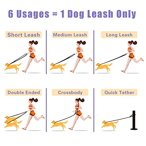 Hands Free Leather Dog Leash 8ft，Durable Genuine Leather Multi Function Dog Leashes，Strong Leash for Small Medium Large Breed Dogs