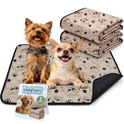 BAEJMJK Washable Dog Pee Pads, Reusable Dog Crate Mats Puppy Training Pads, 4-Layer Super Absorbent Waterproof Non-Slip Leak-Proof Ideal for Potty, Crate, Playpen & Travel(18"x24",Coffee 2-Pack) - color: Coffee 2-pack, size: 18"x24"