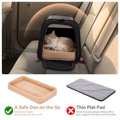 PETSFIT Soft-Sided Cat Carrier with Patented Safety Buckles, Lockable Zippers & Safety Tether,Escape-Resistant Travel Pet Carrier for Car Rides & Vet Visits, Airline Approved Under-Seat, Up to 12 lbs - color: Black, size: 18.0"L x 11.0"W x 11.0"H