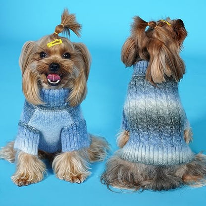 KYEESE Dog Sweater for Small Dogs Thick Cable Knit Dog Turtleneck Knitwear Warm with Sleeves Puppy Sweater Fuzzy, Blue, Small - color: 07# Blue, size: Small (6-9lbs)